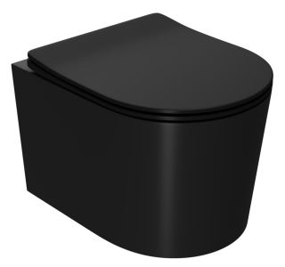 Подвесной унитаз Point Веста PN41701BM безободковый чёрный матовый Подвесной унитаз Point Веста PN41701BM безободковый чёрный матовый