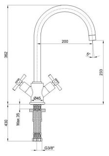 Смеситель для кухни E.C.A. Quadrille 102808488EX золото Смеситель для кухни E.C.A. Quadrille 102808488EX золото