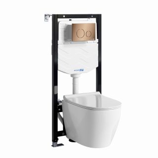 Система инсталляции с унитазом WasserKRAFT Aller 10TLT.010.ME.RG02.H002 кнопка смыва розовое золото