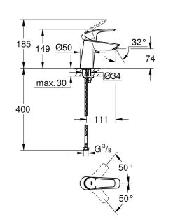 Смеситель для раковины Grohe Eurosmart 23967003 хром