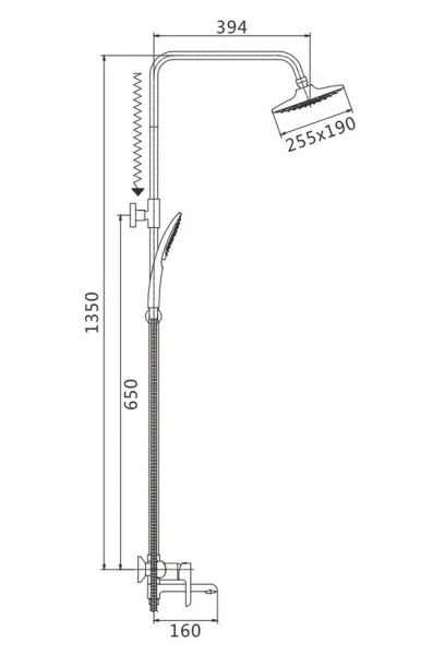 Душевая стойка Shevanik S6036H чёрный/хром Душевая стойка Shevanik S6036H чёрный/хром