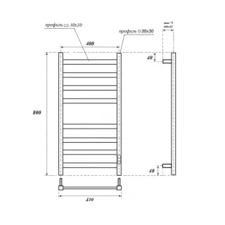 Полотенцесушитель электрический APEXTERMO Терра TR00184GL 80x40 см золото матове