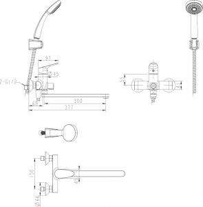 Смеситель Bravat Drop F64898C-LB для ванны с душем