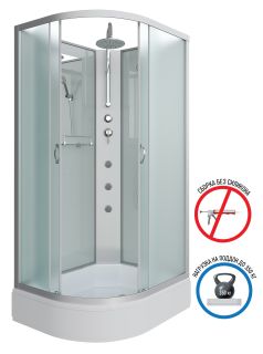 Душевая кабина Niagara NG-33984-14RBKTG с гидромассажем 90x80см серебро/матовое