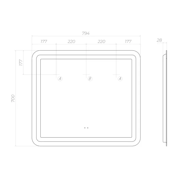 Зеркало с подсветкой Vigo Jess Classic 241 80 см