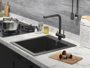 Смеситель для кухни Paulmark Skalen Sk213020-418 чёрный металлик
