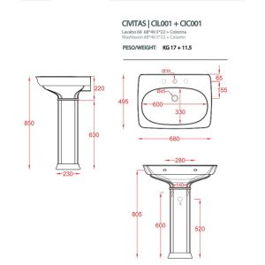 Раковина ArtCeram Civitas CIL001 03 00 черная 68 см