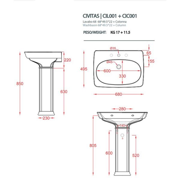 Раковина ArtCeram Civitas CIL001 03 00 черная 68 см Раковина ArtCeram Civitas CIL001 03 00 черная 68 см