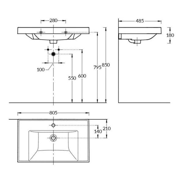 Тумба под раковину La Fenice Cubo FNC-01-CUB-G-80-2  77.6 см