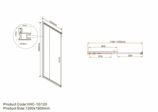 Душевая дверь Vincea Garda VHC-1G120CLB 120 см профиль черный стекло прозрачное