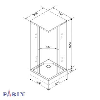 Душевой уголок Parly ZFQ81N 80x80 см профиль хром стекло матовое