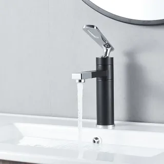 Смеситель для раковины Shevanik S6601H с поворотным носиком чёрный/хром Смеситель для раковины Shevanik S6601H с поворотным носиком чёрный/хром