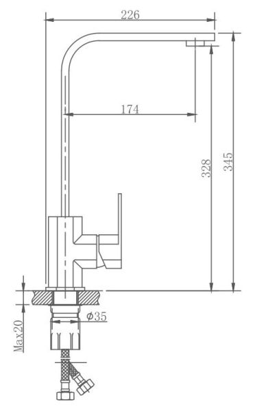 Смеситель для кухни Haiba HB70806 сталь