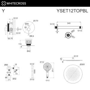 Душевой комплект WHITECROSS Y YSET12TOPGL золото
