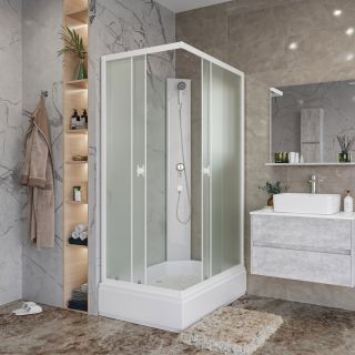 Душевая кабина Niagara Promo P110/80/26Q/MT/BK 110x80 см профиль белый стекло матовое