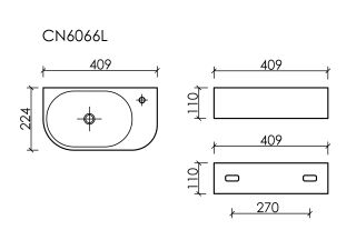 Раковина подвесная Ceramicanova Элемент (Element) CN6066L 40 см белый