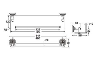 Полка стеклянная Rose RG1419Q 55см бронза Полка стеклянная Rose RG1419Q 55см бронза