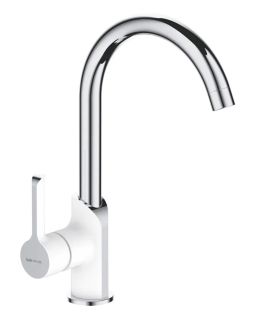 Смеситель для кухни Shevanik S6053F белый/хром Смеситель для кухни Shevanik S6053F белый/хром
