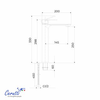 Смеситель для раковины Ceruttispa ОРАЦИО XLMB (ORAZIO XLMB) CT12072 чёрный матовый