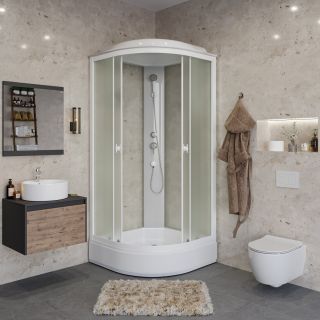 Душевая кабина Niagara Promo P100/26/MT 100x100 см профиль белый стекло матовое