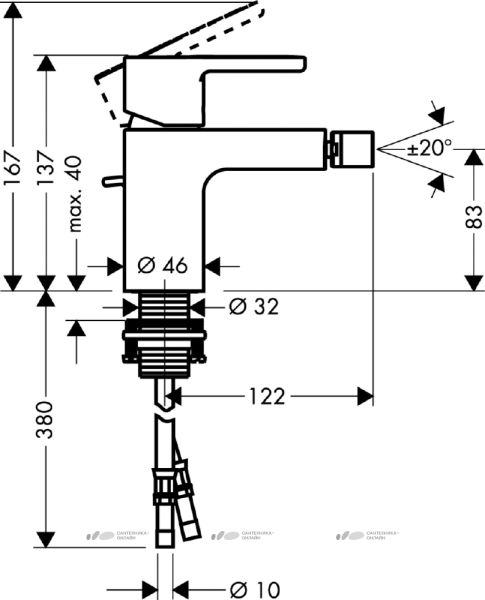 Смеситель Hansgrohe Metris S 31261000 для биде с д/к