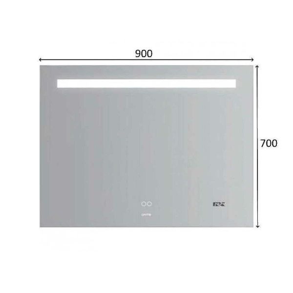 Зеркало с подсветкой Gappo G604-9 90 см с часами и подогревом