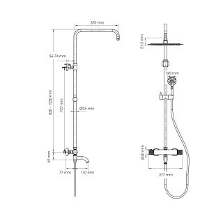 Душевая стойка WasserKRAFT Muritz Thermo 98101.121.347BN0 с термостатическим смесителем никель