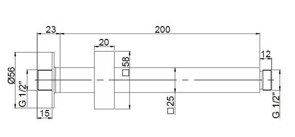 Потолочный кронштейн для верхнего душа Paini 50CR744T720BI 20см хром