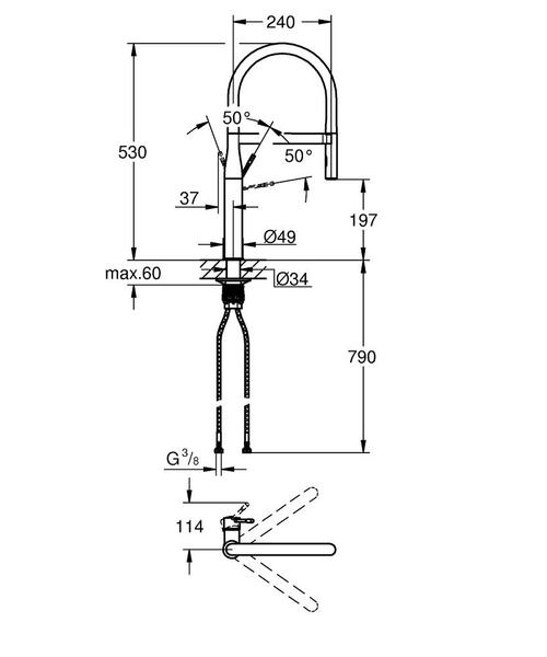 Смеситель для кухни Grohe Essence  30294A00 графит