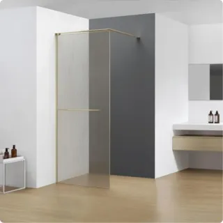 Душевая перегородка AQUAme AQM3720-3-10 100 см профиль золото брашированное стекло лен