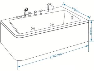 Акриловая ванна Grossman GR-17095-1R 170x95см с гидромассажем правосторонняя