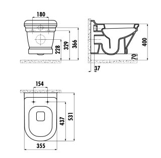Подвесной унитаз с функцией биде Creavit Antik AN320-00CB00E-0000 белый