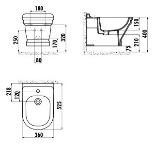 Подвесное биде Creavit Antik AN510-00CB00E-0000 белый