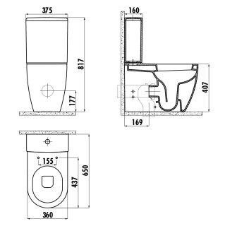 Унитаз-компакт Creavit Free FE360-11CB00E-0000 безободковый белый