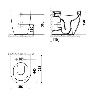 Приставной унитаз Creavit Free FE350-11CB00E-0000 белый