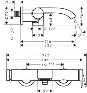 Смеситель для ванны Hansgrohe Vivenis 75420670