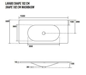 Раковина Kerasan Shape 547031*1 черная 102 см