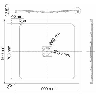Душевой поддон из искусственного камня WasserKRAFT Dinkel 90х90 58T03 Белый глянец Душевой поддон из искусственного камня WasserKRAFT Dinkel 90х90 58T03 Белый глянец