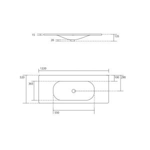Раковина Kerasan Shape 548001*1 белая 122 см