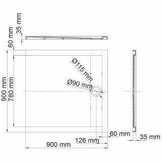 Душевой поддон из искусственного камня WasserKRAFT Mindel 90х90 85T03 Белый матовый Душевой поддон из искусственного камня WasserKRAFT Mindel 90х90 85T03 Белый матовый