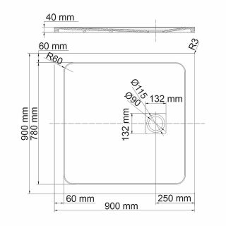Душевой поддон из искусственного камня WasserKRAFT Rhin 90x90 44T03 Белый матовый Душевой поддон из искусственного камня WasserKRAFT Rhin 90x90 44T03 Белый матовый