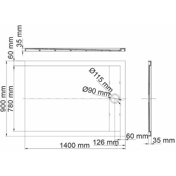 Душевой поддон из искусственного камня WasserKRAFT Abens 140x90 20T36 Черный матовый Душевой поддон из искусственного камня WasserKRAFT Abens 140x90 20T36 Черный матовый