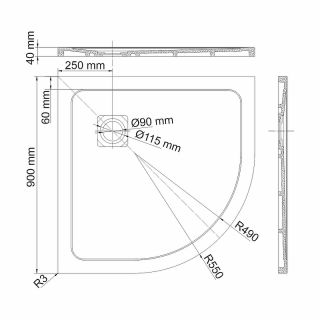 Душевой поддон из искусственного камня WasserKRAFT Rhin 90x90 44T01 Белый матовый Душевой поддон из искусственного камня WasserKRAFT Rhin 90x90 44T01 Белый матовый