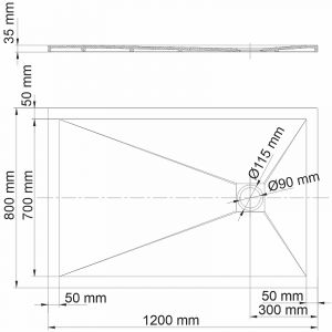 Душевой поддон из искусственного камня WasserKRAFT Dill 120x80 61T06 Черный матовый
