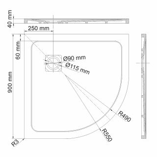 Душевой поддон из искусственного камня WasserKRAFT Neime 90х90 19T01 Черный матовый Душевой поддон из искусственного камня WasserKRAFT Neime 90х90 19T01 Черный матовый
