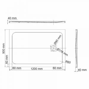 Душевой поддон из искусственного камня WasserKRAFT Neime 120х90 19T07 Черный матовый