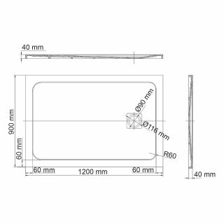 Душевой поддон из искусственного камня WasserKRAFT Rhin 120x90 44T07 Белый матовый Душевой поддон из искусственного камня WasserKRAFT Rhin 120x90 44T07 Белый матовый