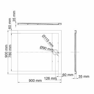 Душевой поддон из искусственного камня WasserKRAFT Wiese 90x90 84T03 Серый матовый Душевой поддон из искусственного камня WasserKRAFT Wiese 90x90 84T03 Серый матовый