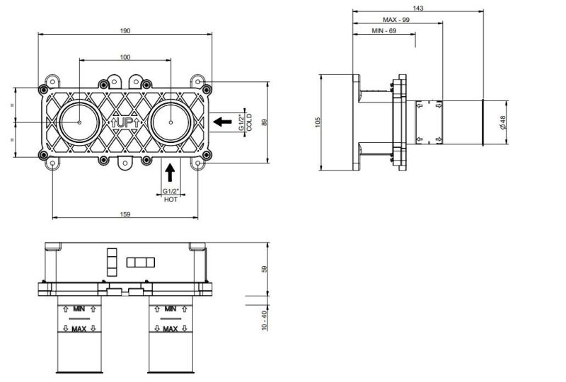 Скрытая часть для смесителя с изливом Gessi 63397.239
