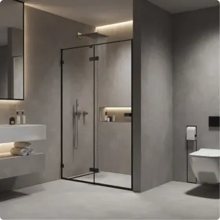 Душевая дверь AQUAme AQM7408-2-14 140 см профиль чёрный матовый стекло прозрачное